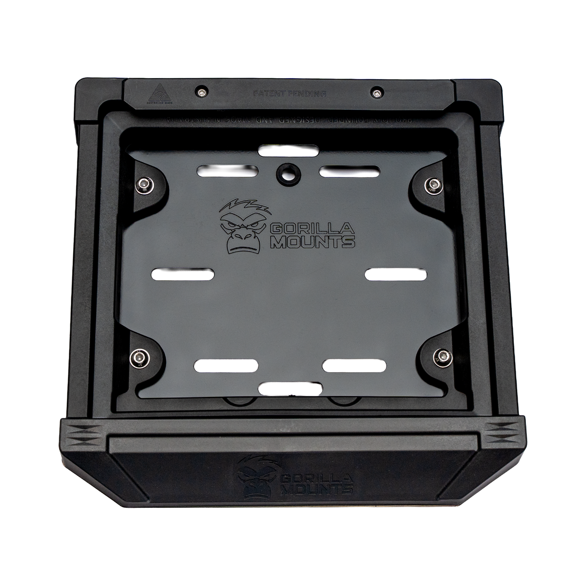 GM2607 mounting plate fitted inside a Gorilla Mounts mount.