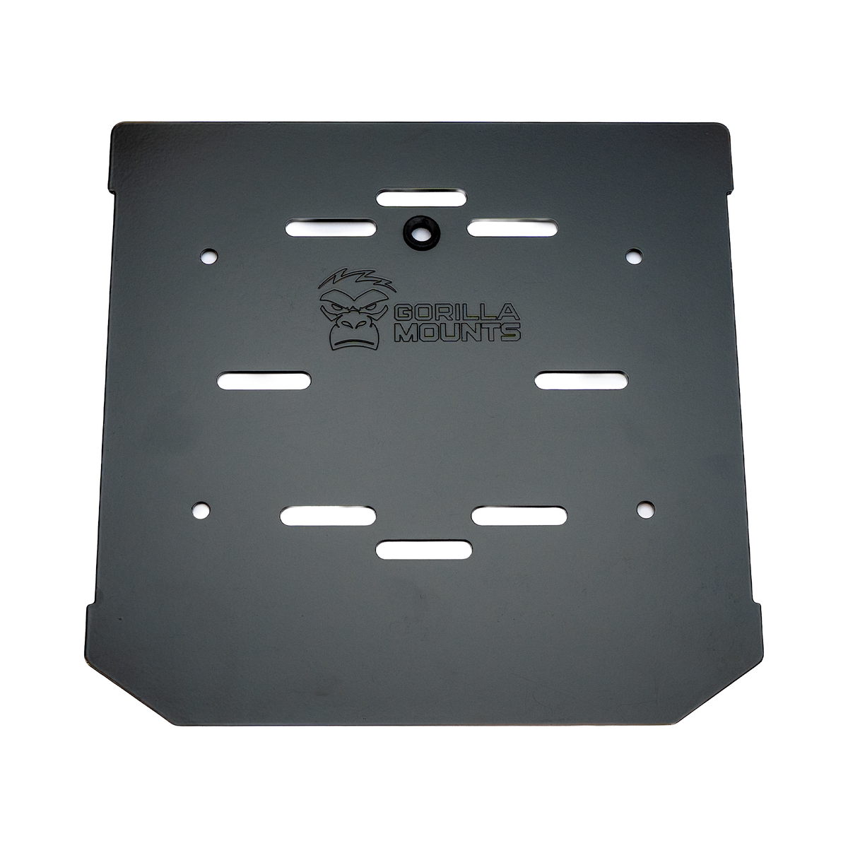 GM2607 Gorilla Mounts mounting plate with slotted fixing holes, shown on its own.